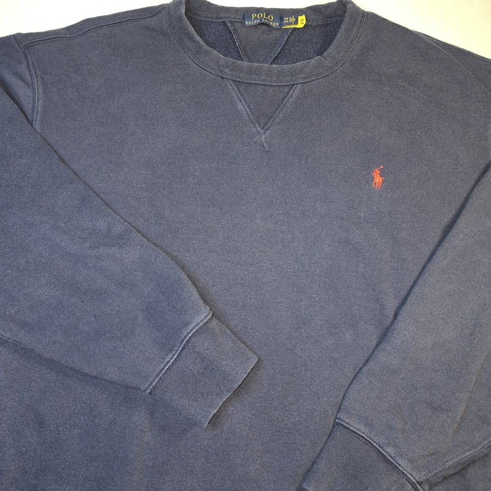 Polo Ralph Lauren Crewneck Vintage Style Mens 2XB Navy Blue Fleece Pony Pullover